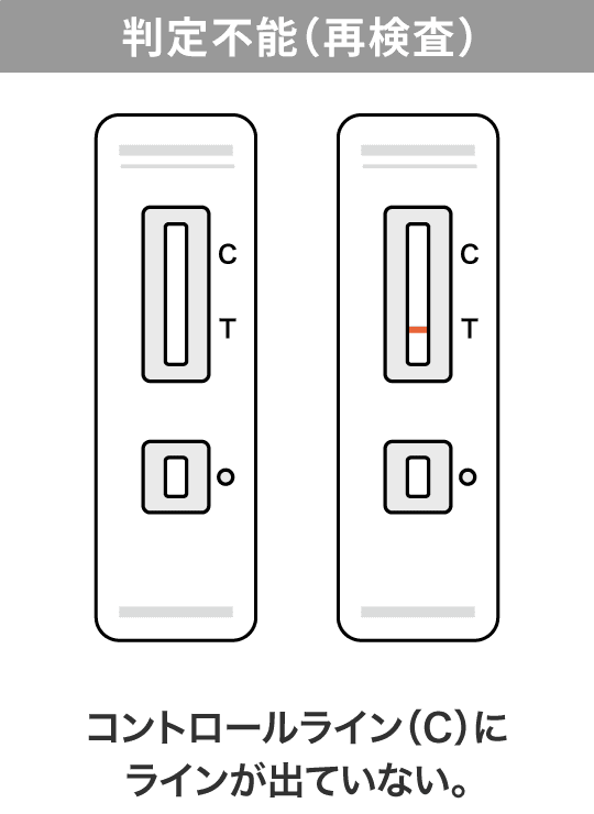 判定不能（再検査） コントロールライン（C）にラインが出ていない。