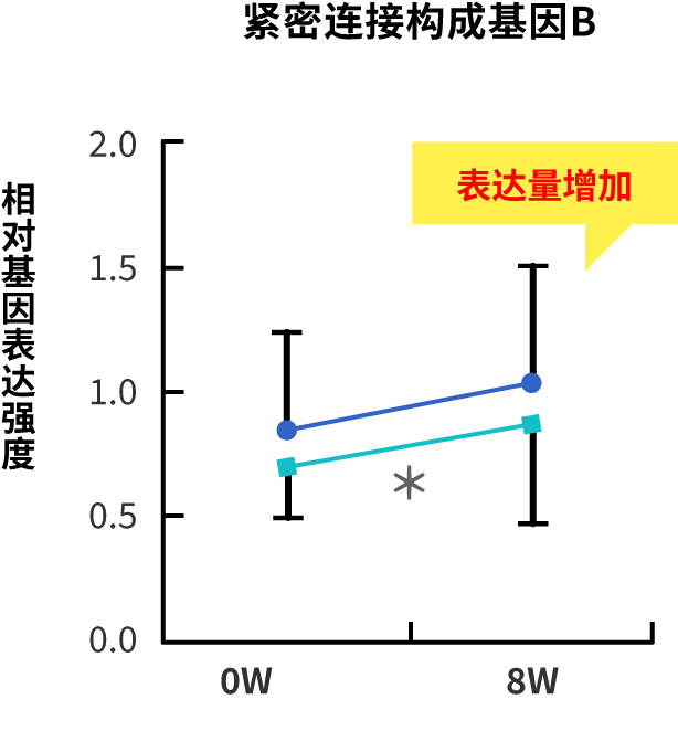 紧密连接基因表达量的比较图（紧密连接构成基因B）