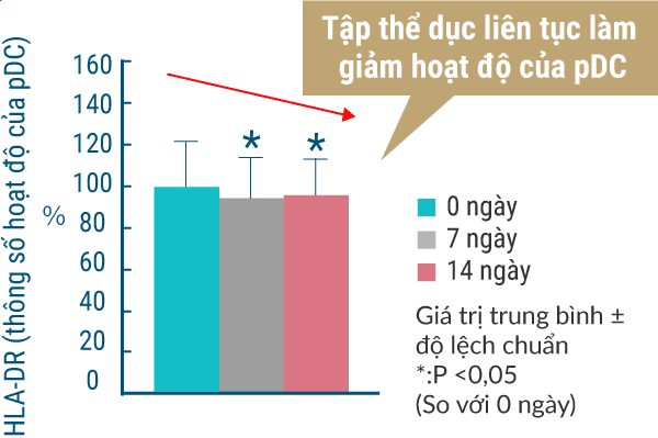 Tập thể dục liên tục làm giảm hoạt độ của pDC